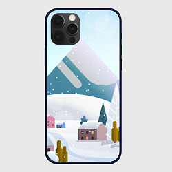 Чехол для iPhone 12 Pro Зимние горы - минимализм, цвет: 3D-черный