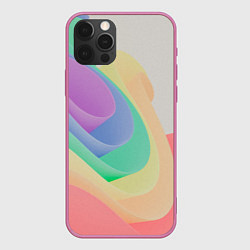 Чехол для iPhone 12 Pro Волнообразные разноцветные листы, цвет: 3D-малиновый