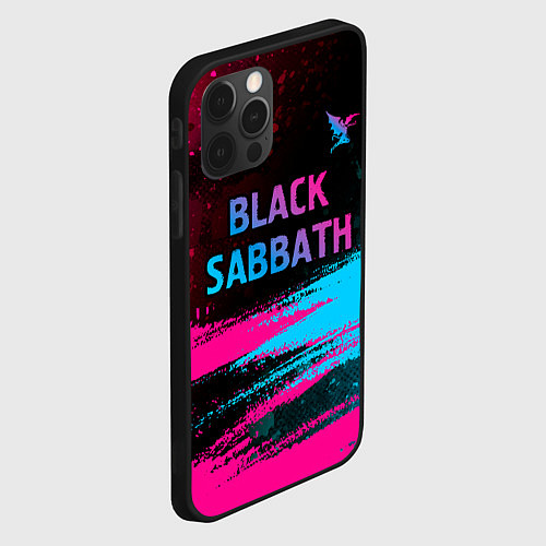 Чехол iPhone 12 Pro Black Sabbath - neon gradient: символ сверху / 3D-Черный – фото 2