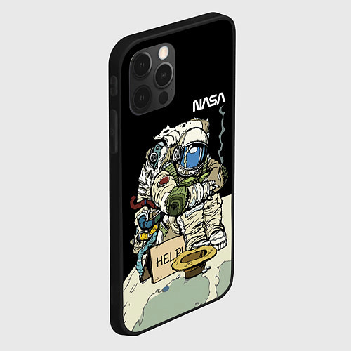 Чехол iPhone 12 Pro NASA - Help! Astronaut - Joke / 3D-Черный – фото 2