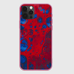 Чехол для iPhone 12 Pro Красно-синие разводы, цвет: 3D-малиновый