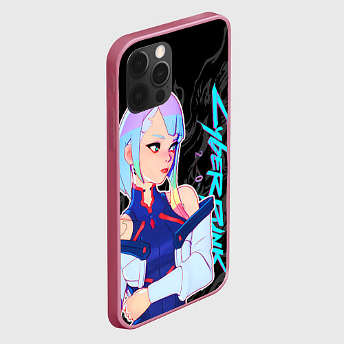 Чехол iPhone 12 Pro Люси : Киберпанк / 3D-Малиновый – фото 2