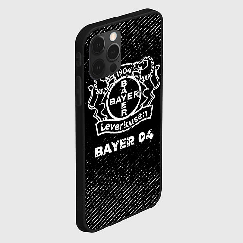 Чехол iPhone 12 Pro Bayer 04 с потертостями на темном фоне / 3D-Черный – фото 2