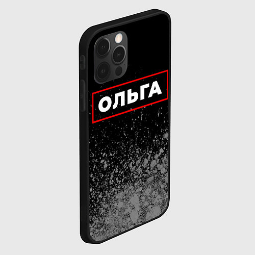 Чехол iPhone 12 Pro Ольга - в красной рамке на темном / 3D-Черный – фото 2