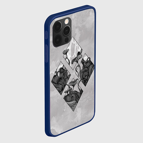 Чехол iPhone 12 Pro Грибочки / 3D-Тёмно-синий – фото 2