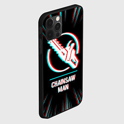 Чехол для iPhone 12 Pro Символ Chainsaw Man в стиле glitch на темном фоне, цвет: 3D-черный — фото 2