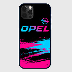 Чехол для iPhone 12 Pro Opel - neon gradient: символ сверху, цвет: 3D-черный