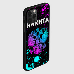 Чехол для iPhone 12 Pro Никита и неоновый герб России, цвет: 3D-черный — фото 2