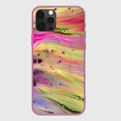Чехол для iPhone 12 Pro Растекающиеся краски, цвет: 3D-малиновый