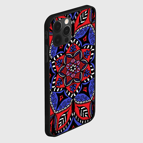 Чехол iPhone 12 Pro Мандала в цветах триколора / 3D-Черный – фото 2