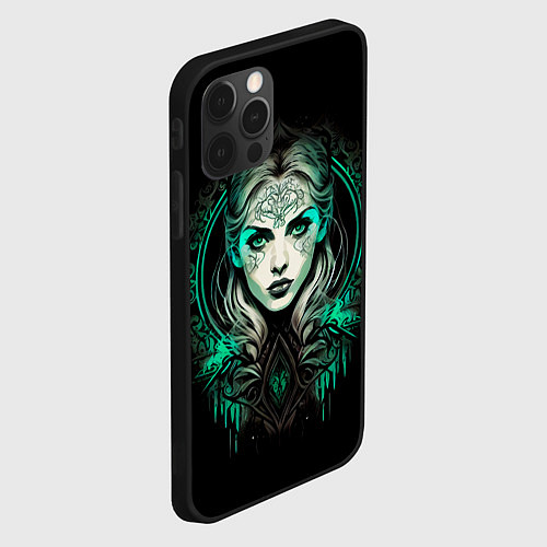 Чехол iPhone 12 Pro Готическая ведьма на чёрном фоне / 3D-Черный – фото 2