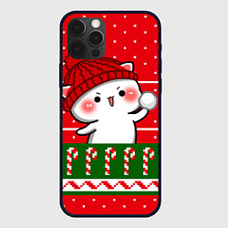 Чехол для iPhone 12 Pro Белый котик - игра в снежки, цвет: 3D-черный