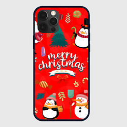 Чехол для iPhone 12 Pro Merry christmas art, цвет: 3D-черный