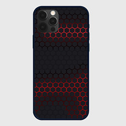 Чехол для iPhone 12 Pro Броня из стали красная, цвет: 3D-черный