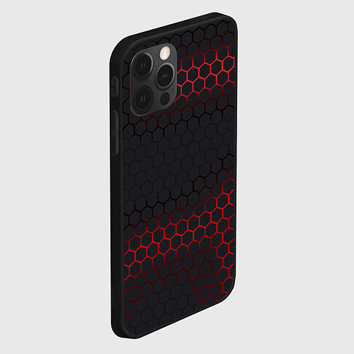 Чехол iPhone 12 Pro Броня из стали красная / 3D-Черный – фото 2