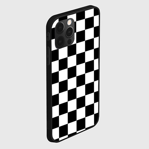 Чехол iPhone 12 Pro Шахматные клетки - текстура / 3D-Черный – фото 2