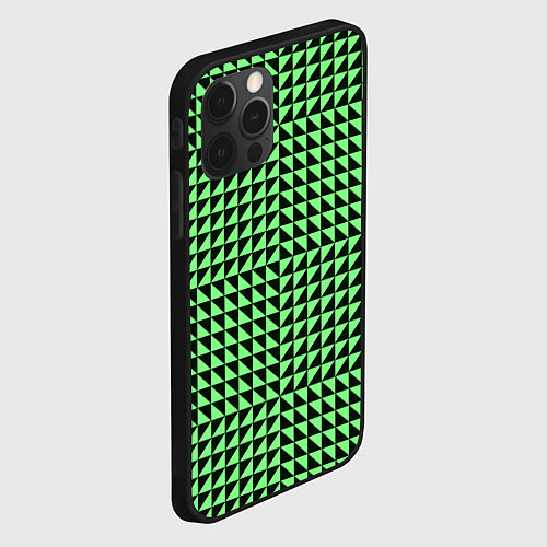 Чехол iPhone 12 Pro Чёрно-зелёная оптическая иллюзия / 3D-Черный – фото 2
