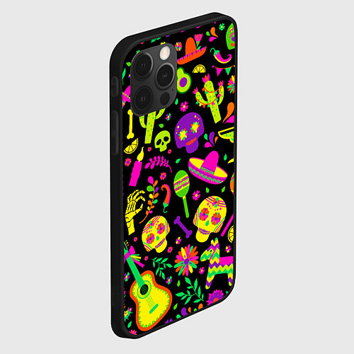 Чехол iPhone 12 Pro Mexican motifs / 3D-Черный – фото 2