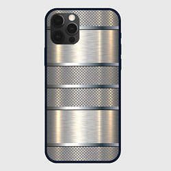 Чехол для iPhone 12 Pro Металлические полосы - текстура алюминия, цвет: 3D-черный