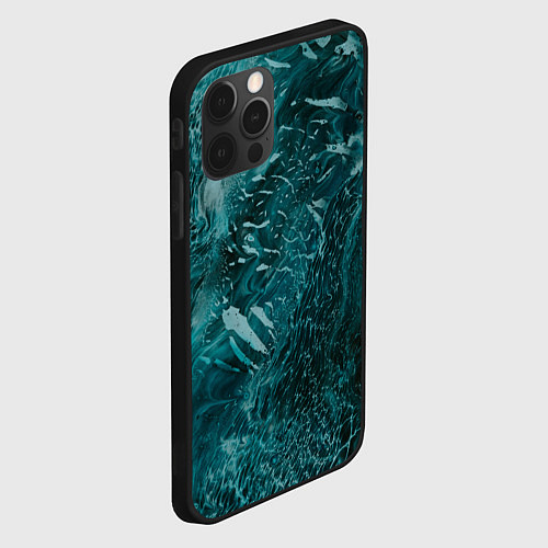 Чехол iPhone 12 Pro Волны абстрактной воды и красок / 3D-Черный – фото 2