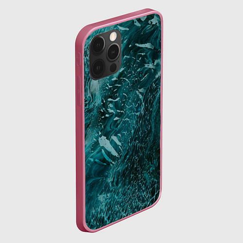 Чехол iPhone 12 Pro Волны абстрактной воды и красок / 3D-Малиновый – фото 2