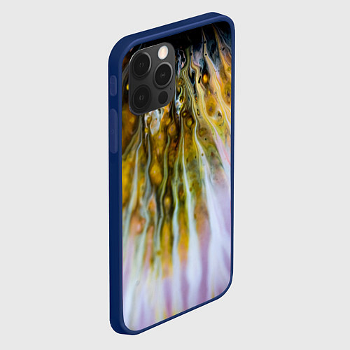 Чехол iPhone 12 Pro Красочные абстрактные волны и линии / 3D-Тёмно-синий – фото 2