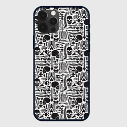 Чехол для iPhone 12 Pro Части скелета, цвет: 3D-черный