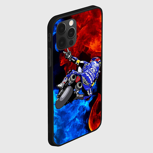 Чехол iPhone 12 Pro Yamaha мотогонки - огонь инь-янь / 3D-Черный – фото 2