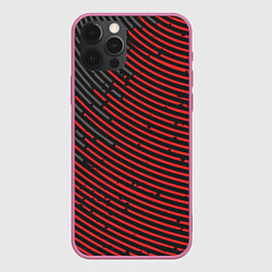 Чехол для iPhone 12 Pro Красно-серые круги, цвет: 3D-малиновый