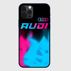 Чехол iPhone 12 Pro Audi - neon gradient: символ сверху