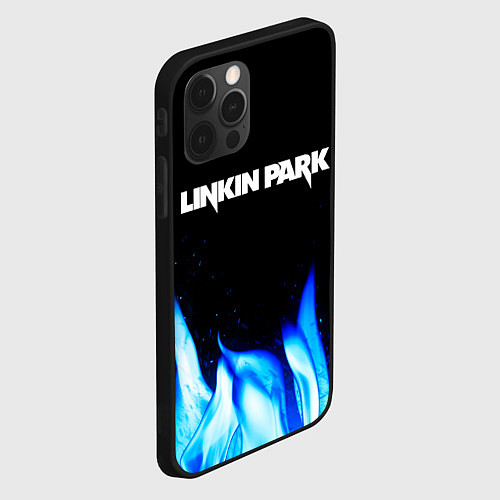 Чехол iPhone 12 Pro Linkin Park blue fire / 3D-Черный – фото 2