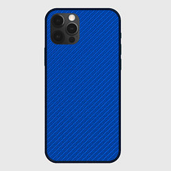 Чехол для iPhone 12 Pro Плетёная синяя ткань - паттерн, цвет: 3D-черный