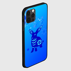 Чехол для iPhone 12 Pro Синий кролик и снежинки, цвет: 3D-черный — фото 2