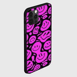 Чехол для iPhone 12 Pro Кислотный розовый в смайликах, цвет: 3D-черный — фото 2