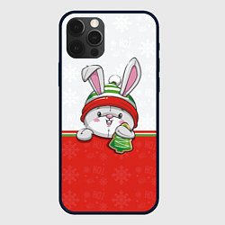 Чехол для iPhone 12 Pro Новогодний зайка с ёлочкой, цвет: 3D-черный
