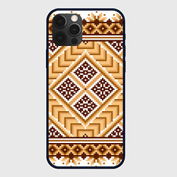 Чехол для iPhone 12 Pro Индейский пиксельный орнамент, цвет: 3D-черный