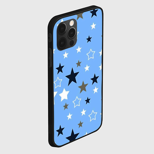 Чехол iPhone 12 Pro Звёзды на голубом фоне / 3D-Черный – фото 2
