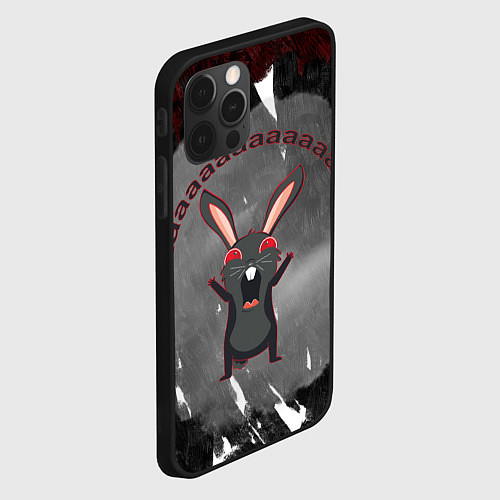 Чехол iPhone 12 Pro Черный кролик орет как сумасшедший / 3D-Черный – фото 2