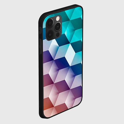 Чехол iPhone 12 Pro Объёмные разноцветные кубы / 3D-Черный – фото 2