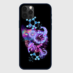 Чехол для iPhone 12 Pro ДНК космического кота, цвет: 3D-черный