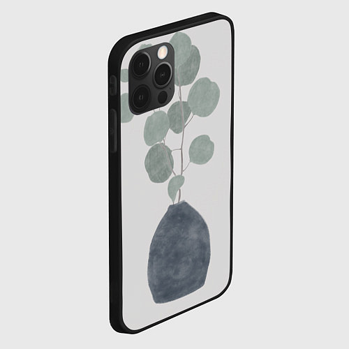 Чехол iPhone 12 Pro Эвкалипт в синей вазе / 3D-Черный – фото 2