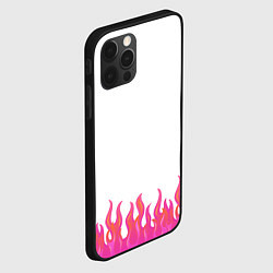 Чехол для iPhone 12 Pro Розовые языки огня, цвет: 3D-черный — фото 2