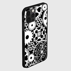 Чехол для iPhone 12 Pro Шестеренки в черно-белом стиле, цвет: 3D-черный — фото 2