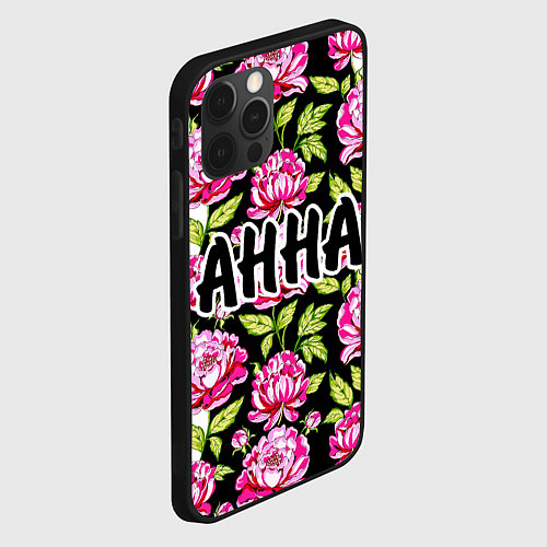 Чехол iPhone 12 Pro Анна в цветах / 3D-Черный – фото 2