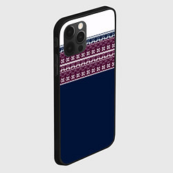 Чехол для iPhone 12 Pro Скандинавский орнамент на синем, бордовом фоне, цвет: 3D-черный — фото 2