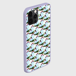 Чехол для iPhone 12 Pro Домики на еловых ветках - паттерн, цвет: 3D-светло-сиреневый — фото 2