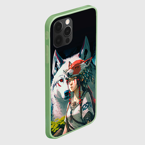 Чехол iPhone 12 Pro Princess Mononoke by Studio Ghibli / 3D-Салатовый – фото 2