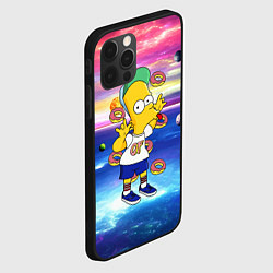 Чехол для iPhone 12 Pro Барт Симпсон с пончиками в космическом пространств, цвет: 3D-черный — фото 2