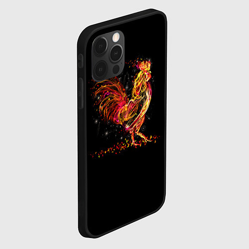 Чехол iPhone 12 Pro Огненный петух / 3D-Черный – фото 2