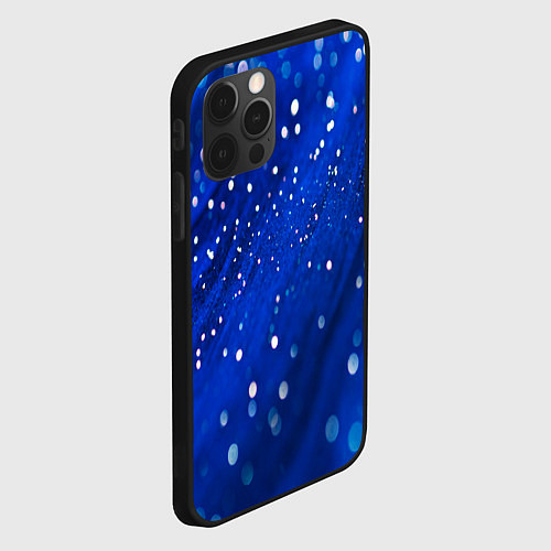 Чехол iPhone 12 Pro Белые пузыри на синем фоне / 3D-Черный – фото 2